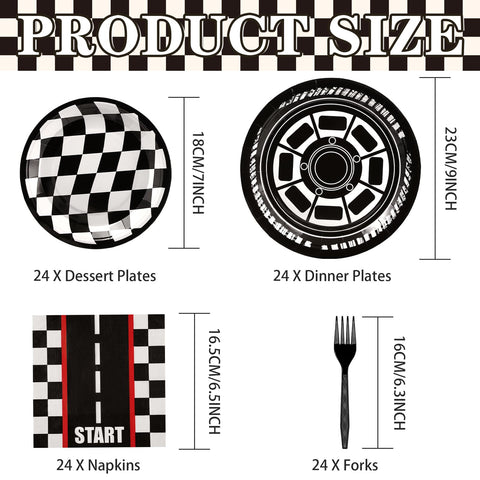 96 Pcs Race Car Party Plates and Napkins - Grencian