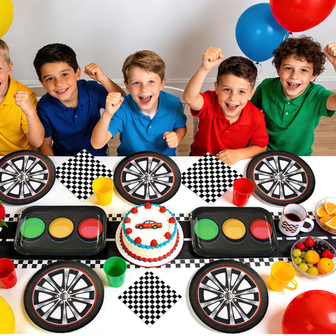 96 Pcs Racing Theme Party Plates and Napkins - Grencian