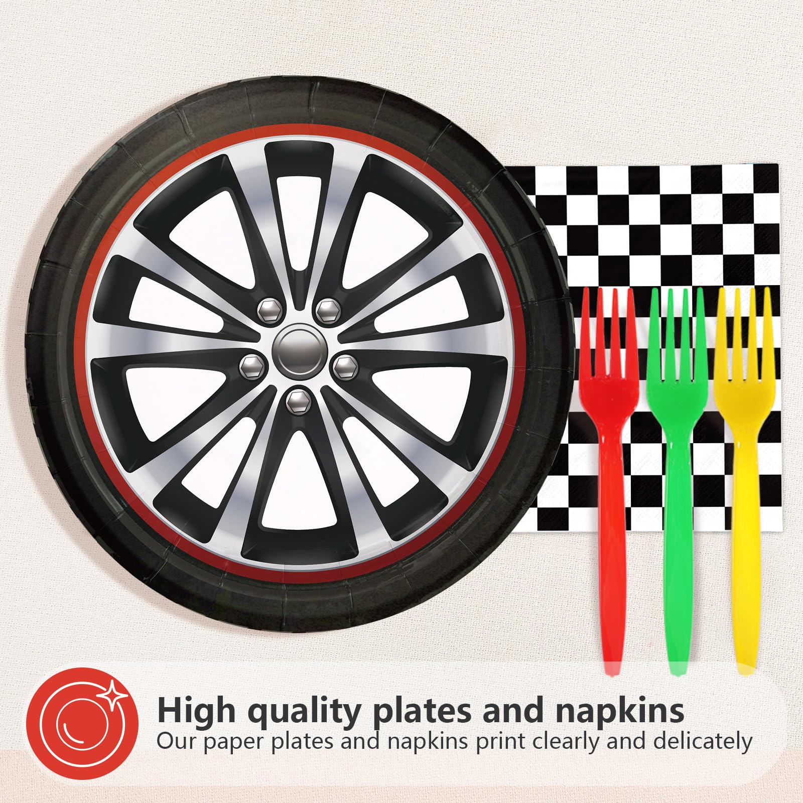 96 Pcs Racing Theme Party Plates and Napkins - Grencian