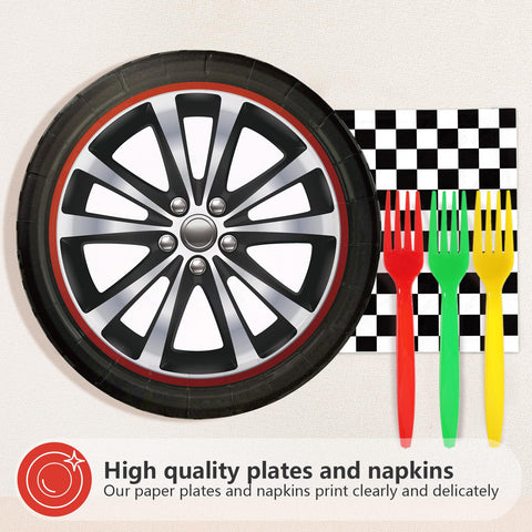 96 Pcs Racing Theme Party Plates and Napkins - Grencian