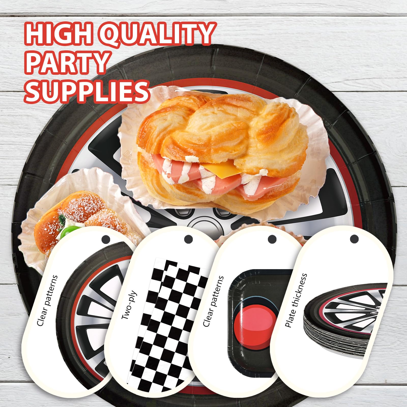 96 Pcs Racing Theme Party Plates and Napkins - Grencian