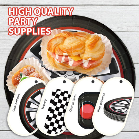 96 Pcs Racing Theme Party Plates and Napkins - Grencian