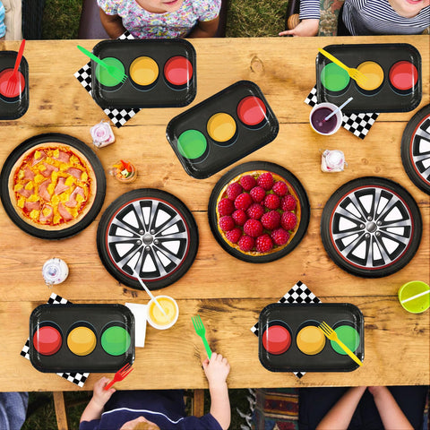 96 Pcs Racing Theme Party Plates and Napkins - Grencian