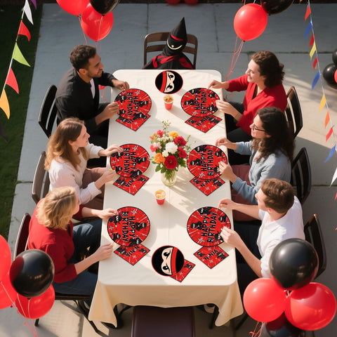 96 Pcs Red Black Ninja Birthday Party Plates and Napkins - Grencian