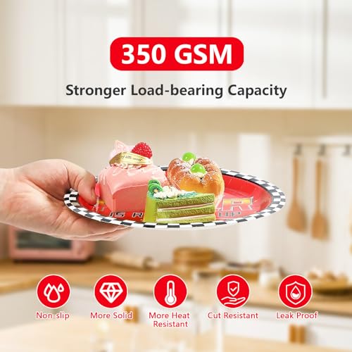 96 Pcs Red Car Baby Shower Party Plates and Napkins - Grencian