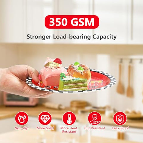 96 Pcs Red Car Baby Shower Party Plates and Napkins - Grencian