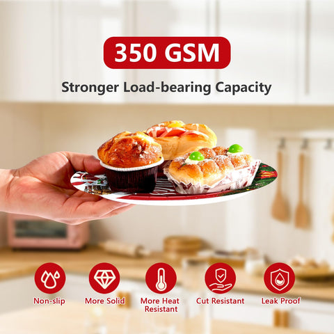 96 Pcs Red Christmas Party Plates and Napkins - Grencian