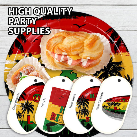 96 Pcs Reggae 1st Birthday Party Plates and Napkins - Grencian