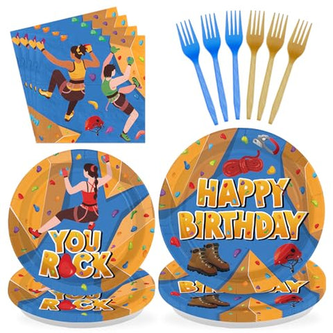 96 Pcs Rock Climbing Birthday Party Plates and Napkins - Grencian