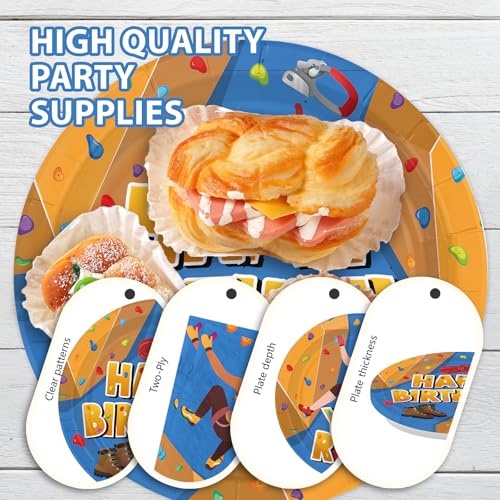 96 Pcs Rock Climbing Birthday Party Plates and Napkins - Grencian
