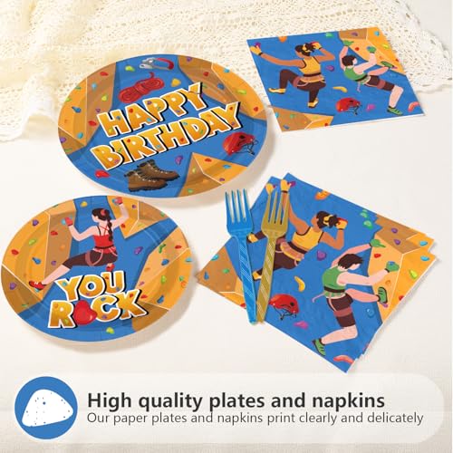 96 Pcs Rock Climbing Birthday Party Plates and Napkins - Grencian