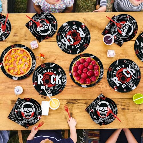 96 Pcs Rock and Roll Bachelor Party Plates and Napkins - Grencian