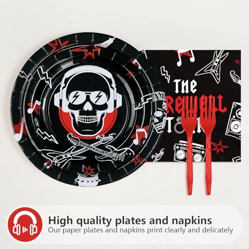 96 Pcs Rock and Roll Bachelor Party Plates and Napkins - Grencian