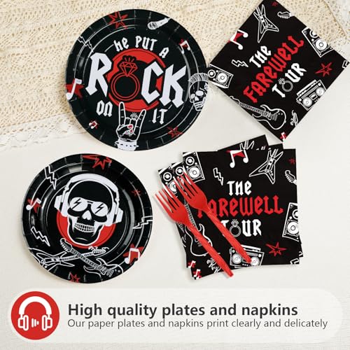 96 Pcs Rock and Roll Bachelor Party Plates and Napkins - Grencian