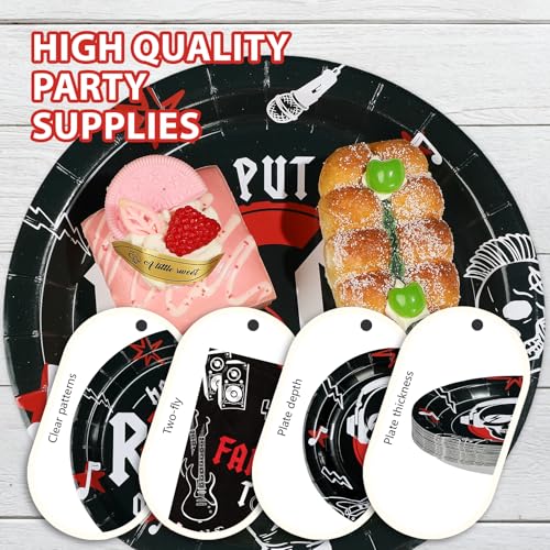 96 Pcs Rock and Roll Bachelor Party Plates and Napkins - Grencian