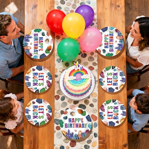 96 Pcs Rocks Geology Birthday Party Plates and Napkins - Grencian