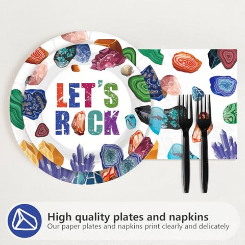 96 Pcs Rocks Geology Birthday Party Plates and Napkins - Grencian