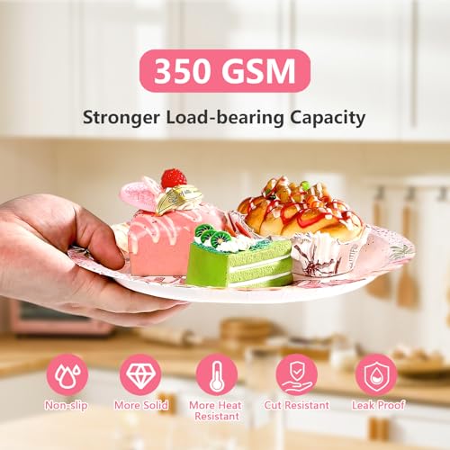 96 Pcs Rose Floral Birthday Party Plates and Napkins - Grencian