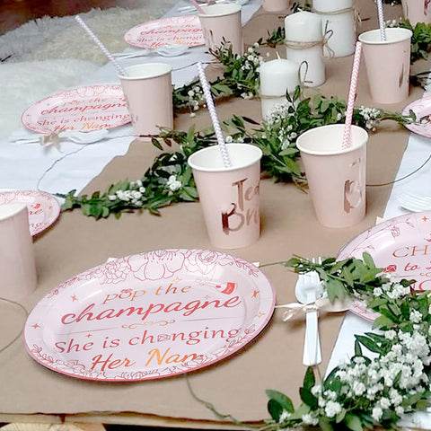 96 Pcs Rose Gold Bachelorette Party Plates and Napkins - Grencian