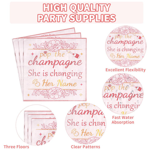96 Pcs Rose Gold Bachelorette Party Plates and Napkins - Grencian