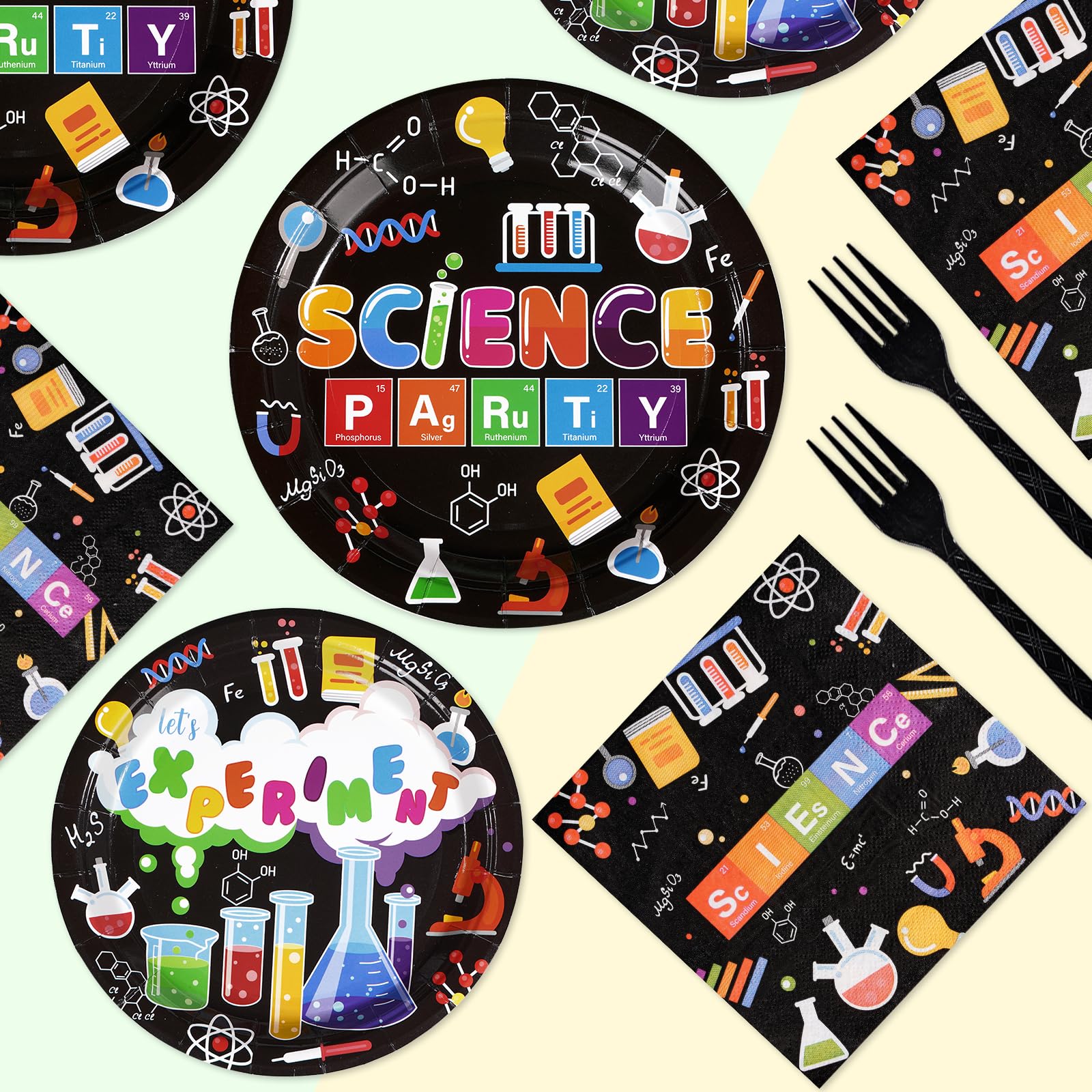 96 Pcs Science Party Plates and Napkins - Grencian