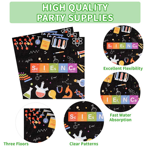 96 Pcs Science Party Plates and Napkins - Grencian