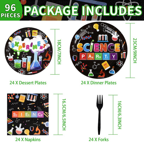 96 Pcs Science Party Plates and Napkins - Grencian