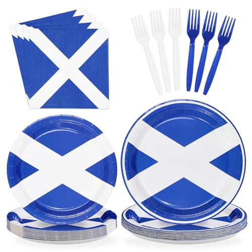96 Pcs Scotland Flag Party Plates and Napkins - Grencian