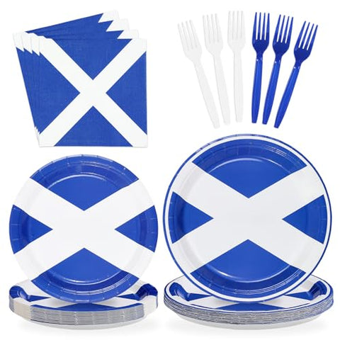 96 Pcs Scotland Flag Party Plates and Napkins - Grencian