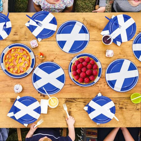 96 Pcs Scotland Flag Party Plates and Napkins - Grencian