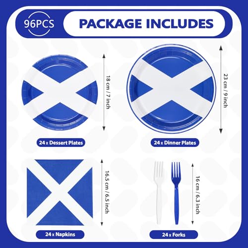 96 Pcs Scotland Flag Party Plates and Napkins - Grencian