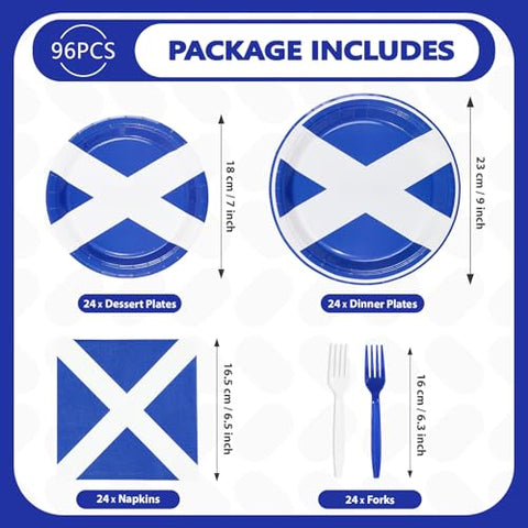 96 Pcs Scotland Flag Party Plates and Napkins - Grencian
