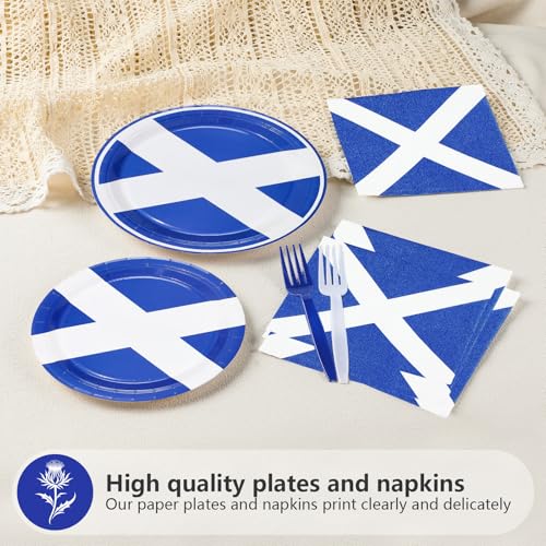96 Pcs Scotland Flag Party Plates and Napkins - Grencian