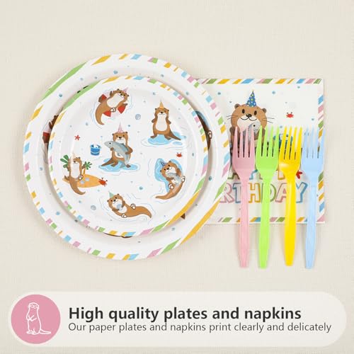 96 Pcs Sea Otter Birthday Party Plates and Napkins - Grencian