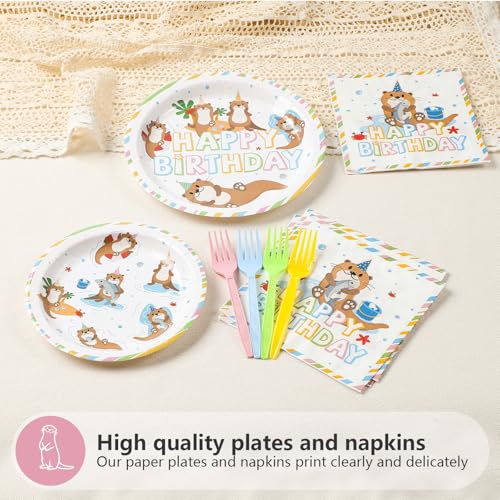 96 Pcs Sea Otter Birthday Party Plates and Napkins - Grencian