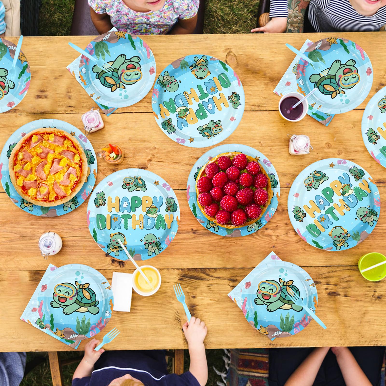96 Pcs Sea Turtle Birthday Party Plates and Napkins - Grencian