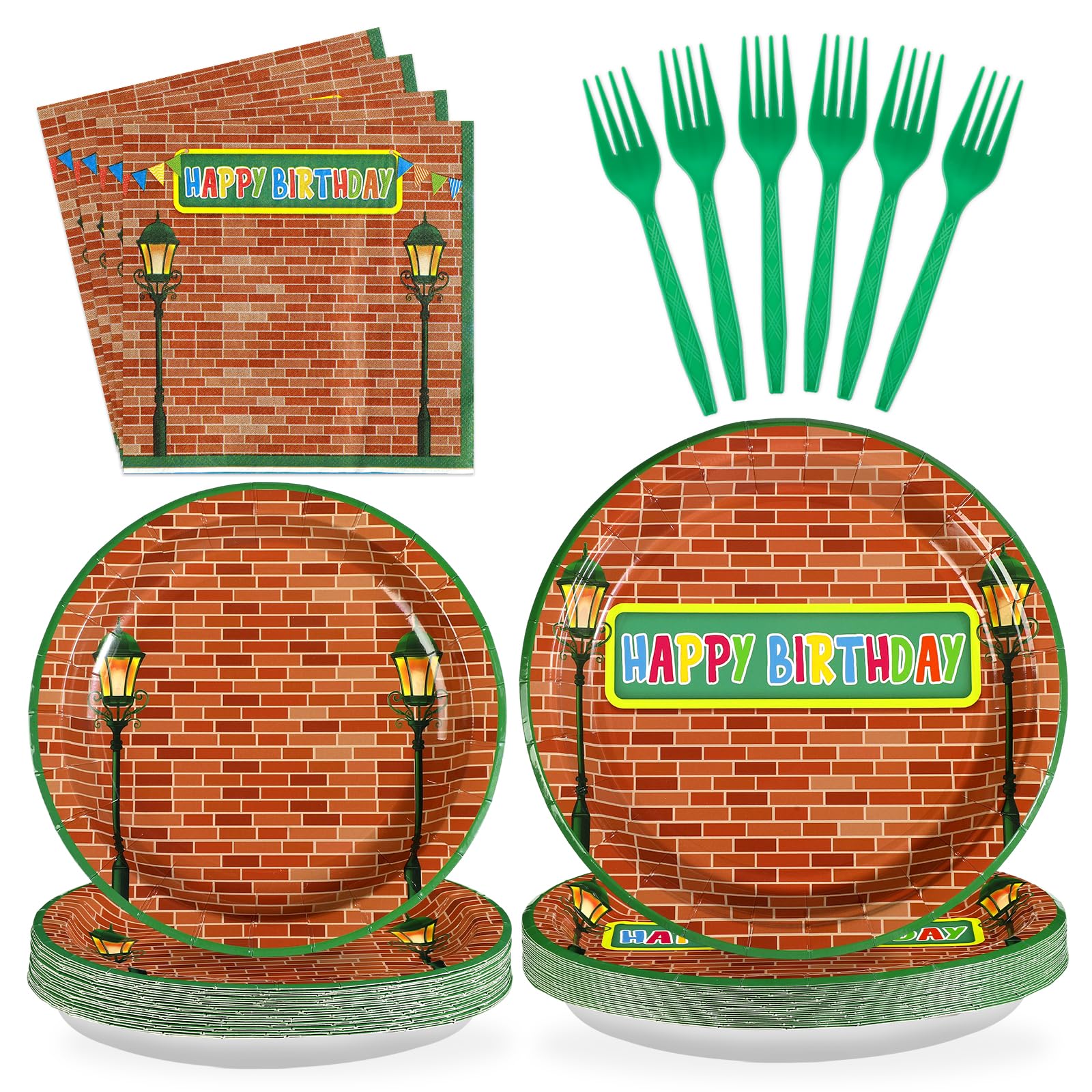 96 Pcs Sesame Birthday Party Plates and Napkins - Grencian