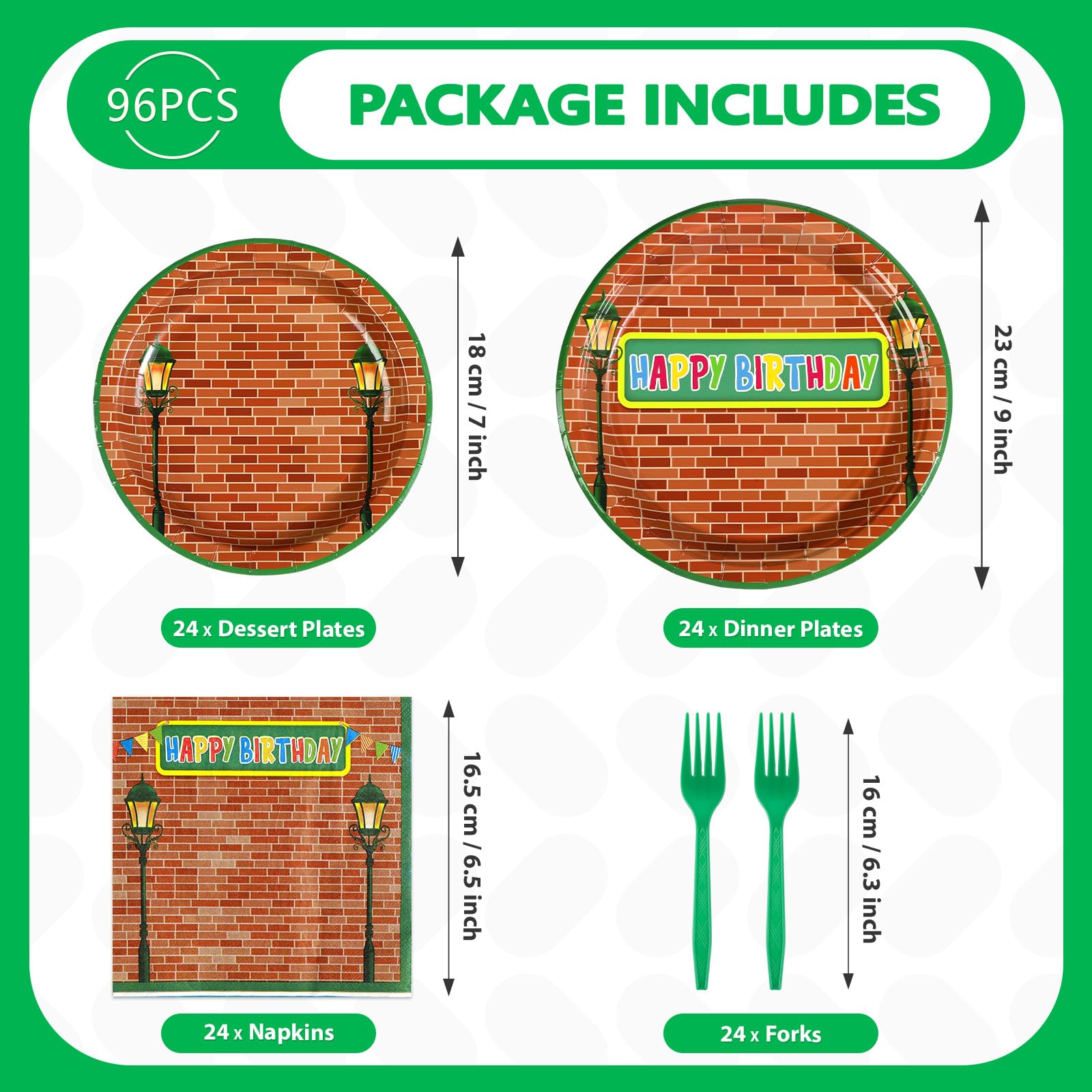 96 Pcs Sesame Birthday Party Plates and Napkins - Grencian