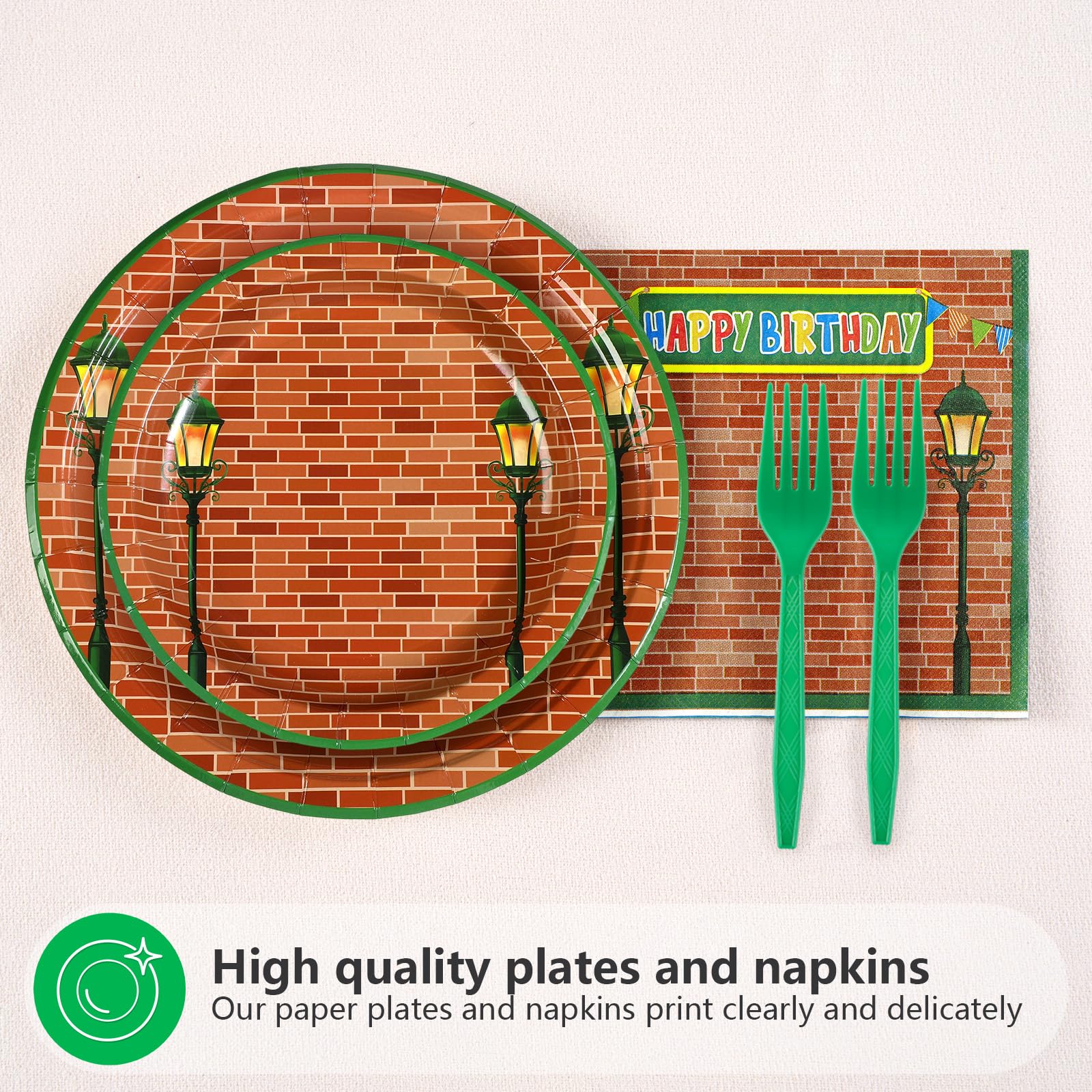 96 Pcs Sesame Birthday Party Plates and Napkins - Grencian