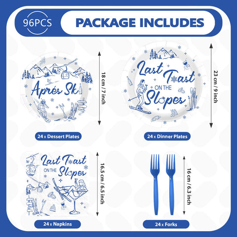 96 Pcs Ski Bachelorette Party Plates and Napkins - Grencian