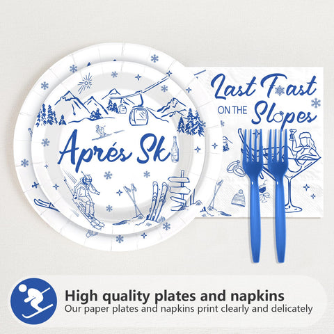 96 Pcs Ski Bachelorette Party Plates and Napkins - Grencian