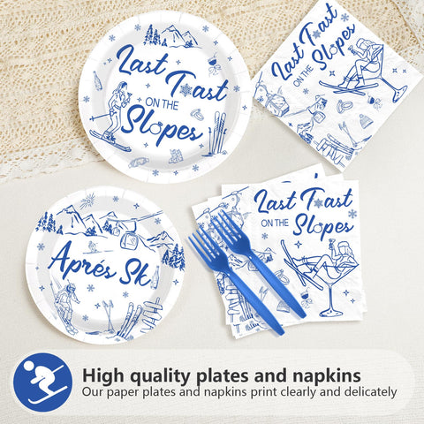 96 Pcs Ski Bachelorette Party Plates and Napkins - Grencian