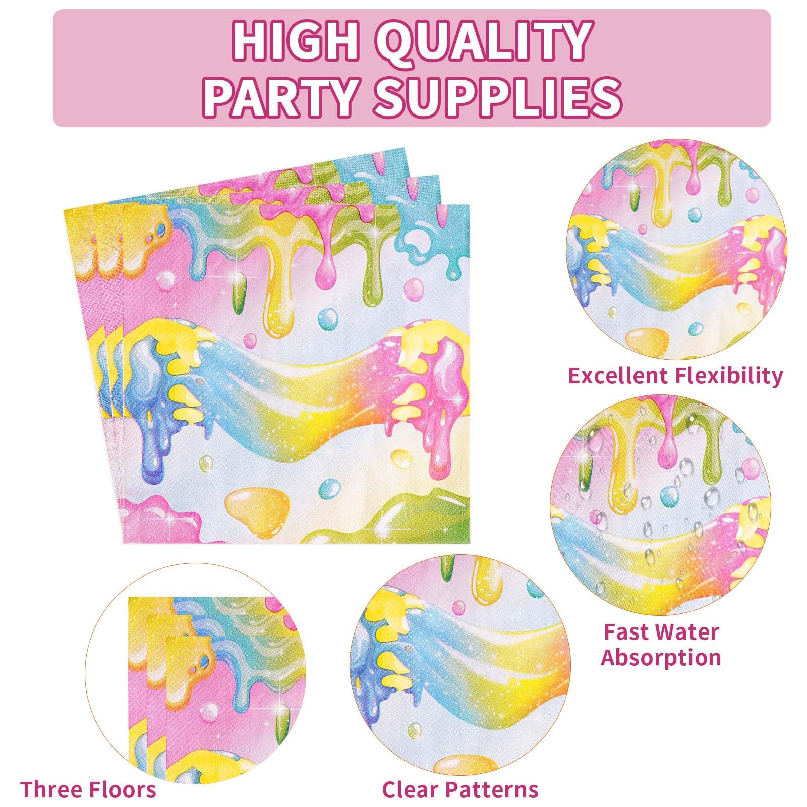 96 Pcs Slime Birthday Party Plates and Napkins - Grencian