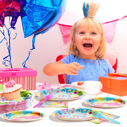 96 Pcs Slime Birthday Party Plates and Napkins - Grencian