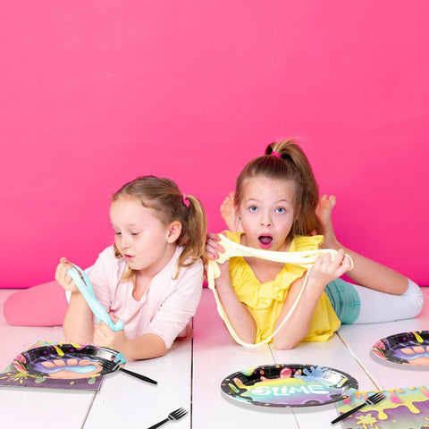 96 Pcs Slime Making Party Plates and Napkins - Grencian