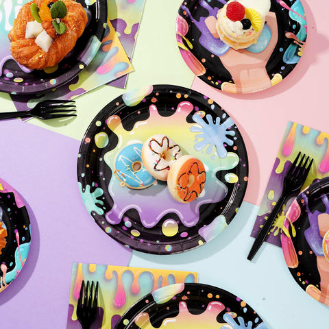 96 Pcs Slime Making Party Plates and Napkins - Grencian