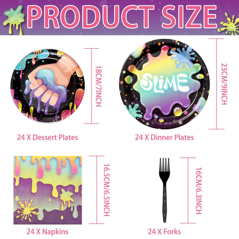 96 Pcs Slime Making Party Plates and Napkins - Grencian