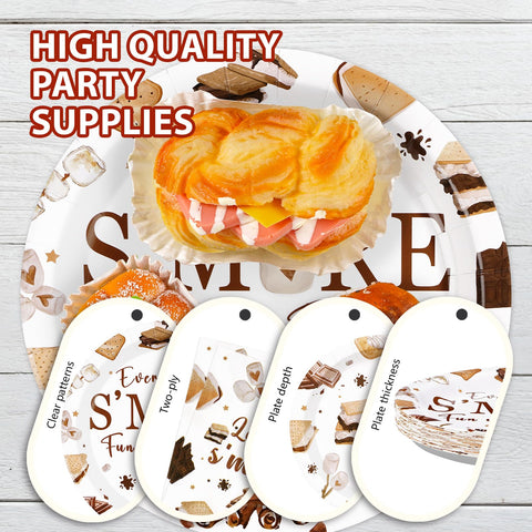 96 Pcs Smore Camping Party Plates and Napkins - Grencian