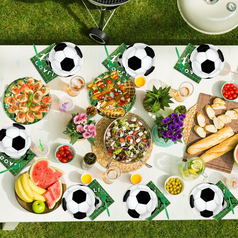 96 Pcs Soccer Birthday Party Plates and Napkins - Grencian