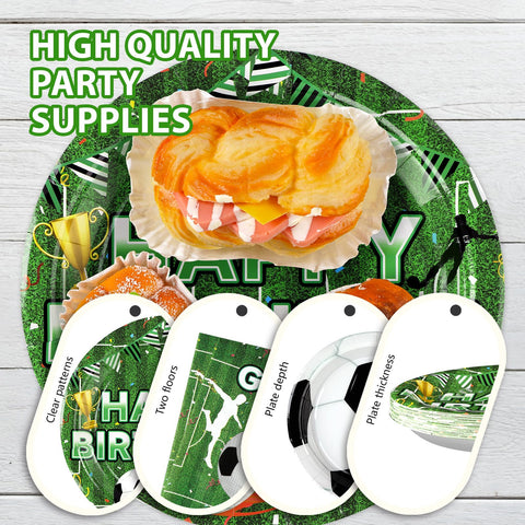 96 Pcs Soccer Birthday Party Plates and Napkins - Grencian